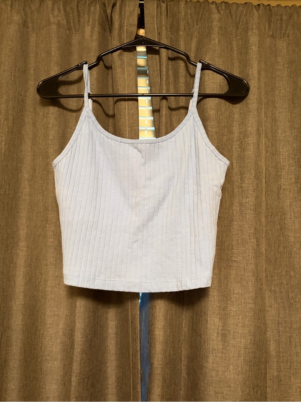 Old Navy Light Blue Ribbed Spaghetti Strap Crop Tank
